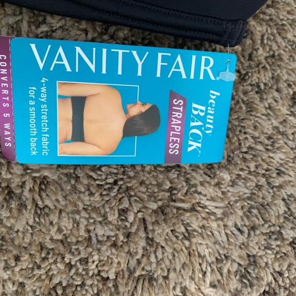 Vanity Fair Black Strapless Underwire Bra 36DDD Smooth Back Lightly Padded New - Picture 4 of 5